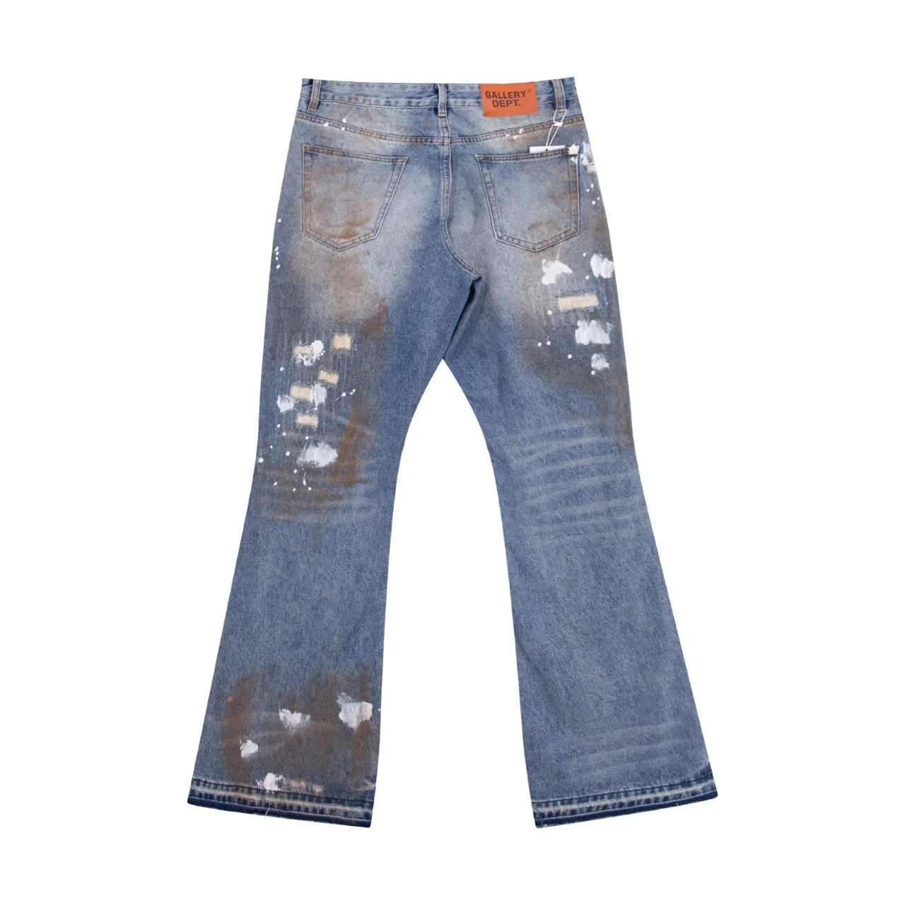 671#Gallery Dept New style embroidered patches, old splashed ink and paint, heavy-duty bootcut jeans, dirty trousers, high street fashionable trousers, casual and versatile trousers, washed blue S~XL P260